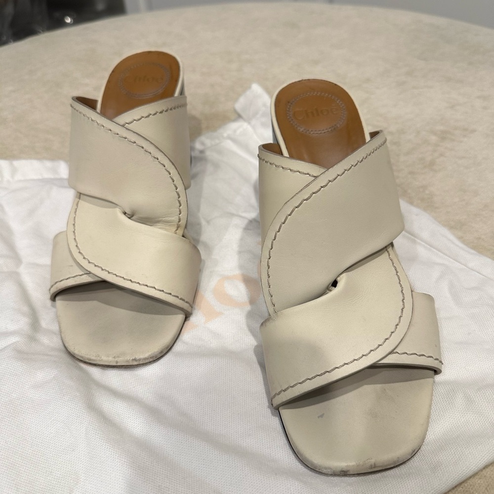 Chloe Cream Twisted Leather Mules